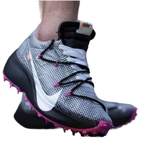Nike Zoom x Off White Vapor Street Sneaker FlyKnit Running Lace Up Pink 7.5 - Picture 1 of 9